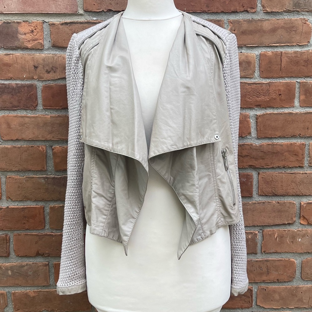 Insight Faux Leather Open Front Jacket